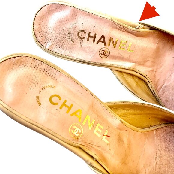 CHANEL Vintage Pump Kitten Heels Pink Cream Mule Snip Toe Womens 37 7 ALTERED - Picture 11 of 16